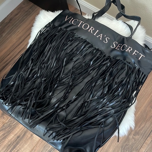 Victoria's Secret Handbags - Black Leather Fringe Tote Bag Victoria Secret